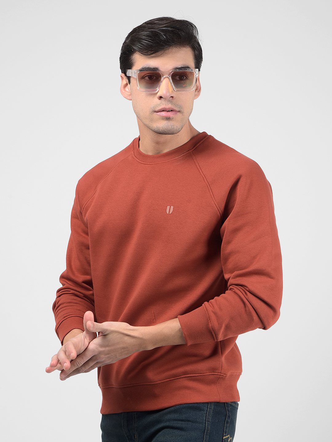 Numero Uno Men Rust Crew Neck Sweatshirts